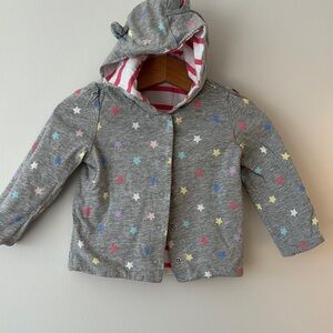 Gray Star Patterned Hoodie for Kids
